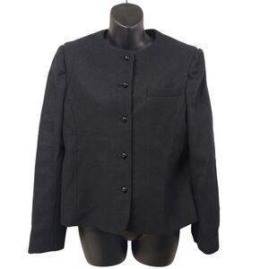 Vintage Sphere Women's Black Wool Blend Button Lined Blazer Jacket Size S/M